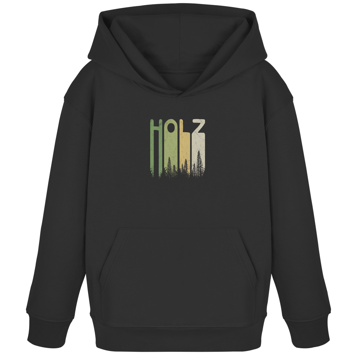 Holz Retro Wald Schriftzug - Kids Organic Hoodie