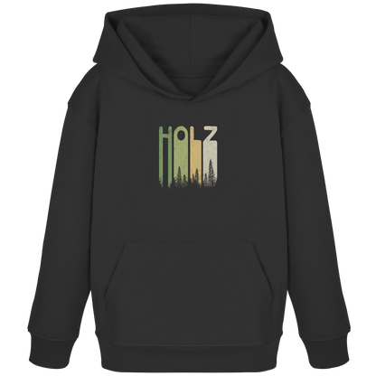 Holz Retro Wald Schriftzug - Kids Organic Hoodie