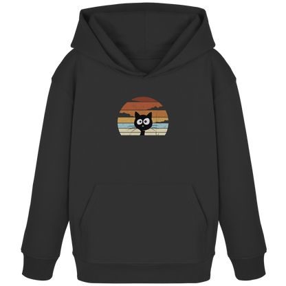 Retro schwarze Katze vor Sonnenuntergang - Kids Organic Hoodie