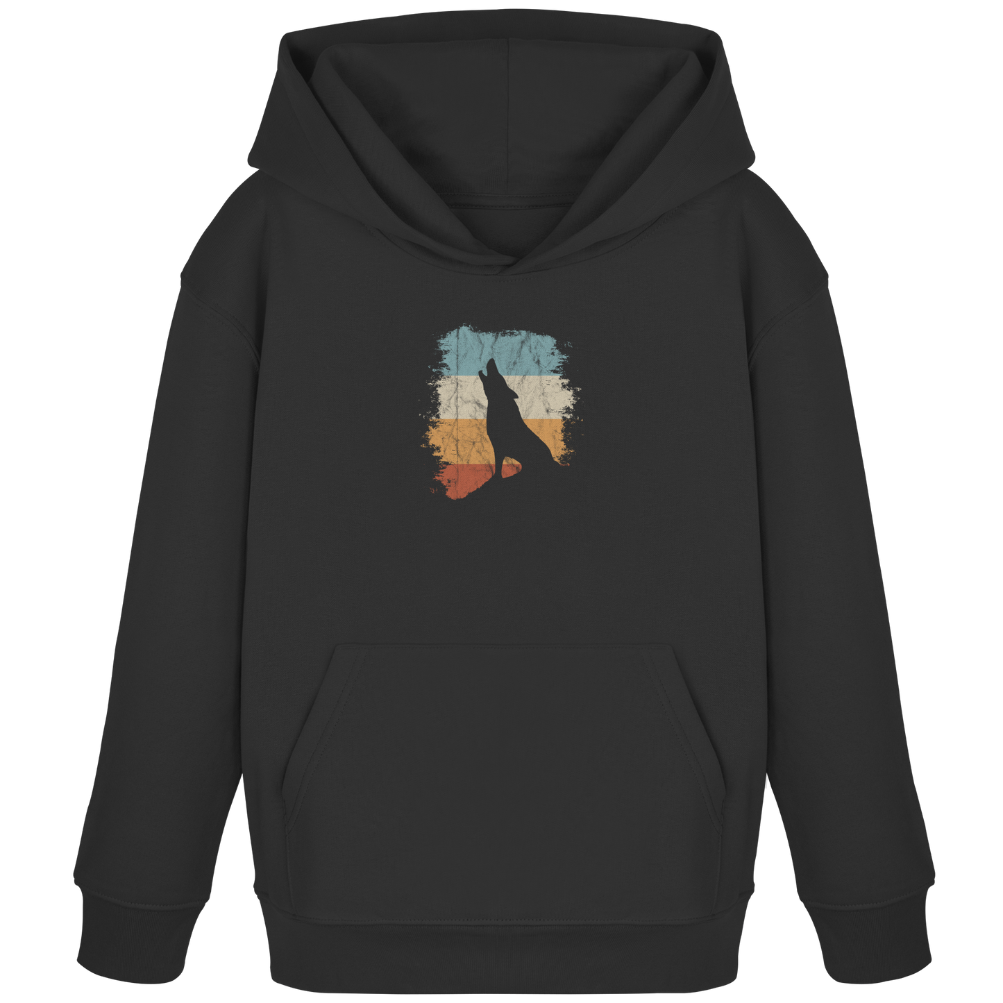 Retro Style lässig heulender Wolf  - Kids Organic Hoodie