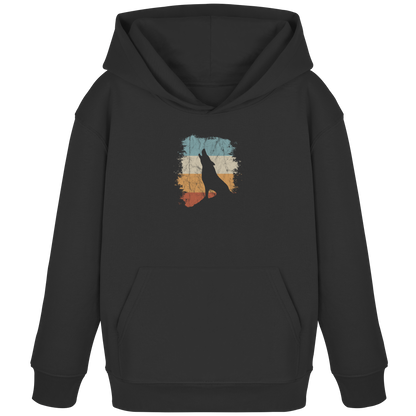 Retro Style lässig heulender Wolf  - Kids Organic Hoodie