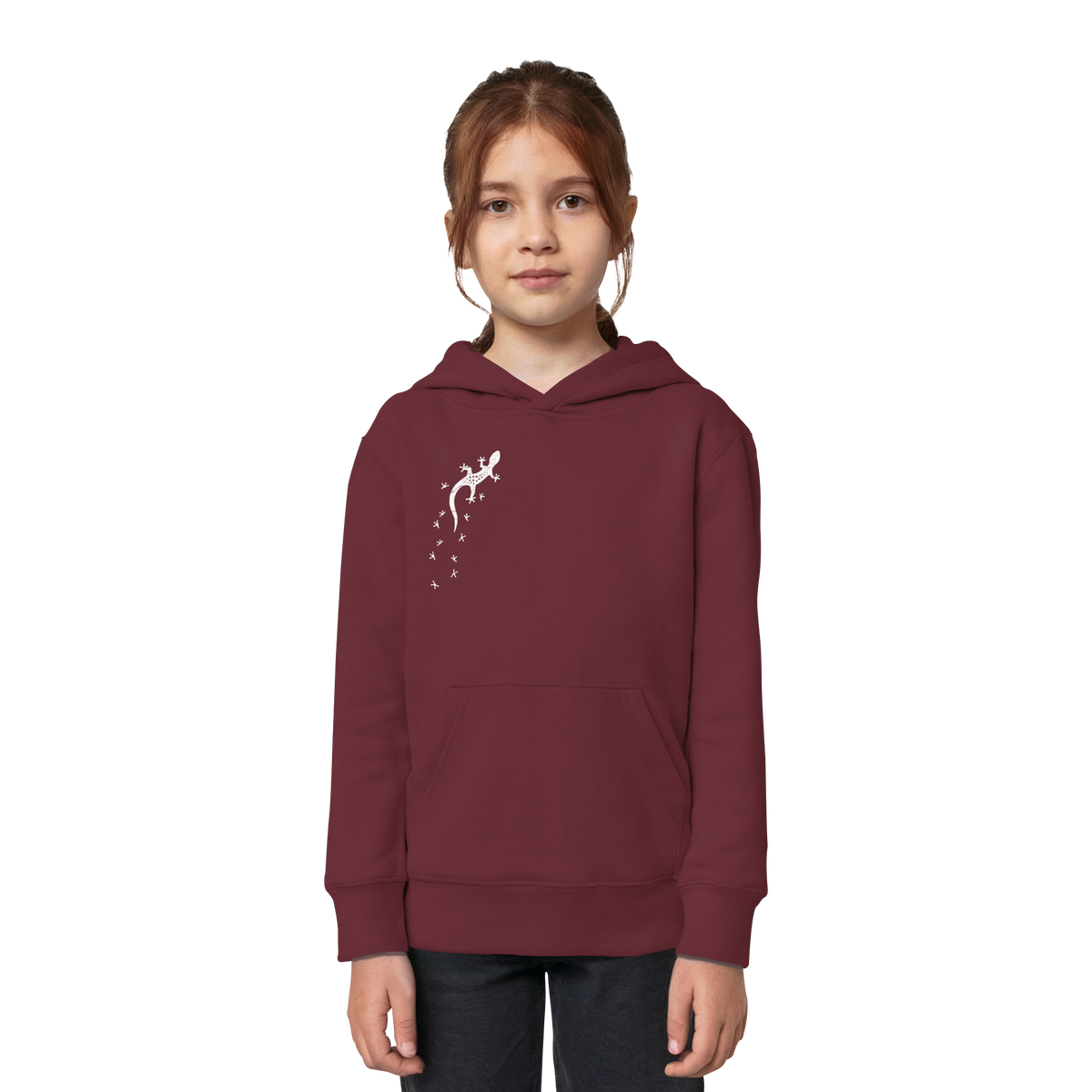 Gecko Eidechse Silhouette hell - Kids Organic Hoodie