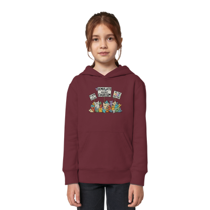 Demo-Katzen gegen Faschismus und für Vielfalt - Kids Organic Hoodie