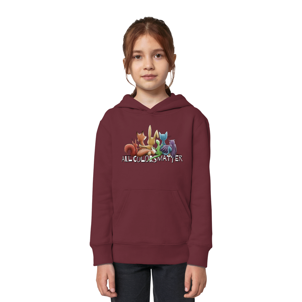 All Colors Matter! Regenbogen Tiere für Vielfalt - Kids Organic Hoodie