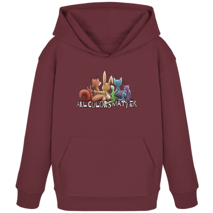 All Colors Matter! Regenbogen Tiere für Vielfalt - Kids Organic Hoodie