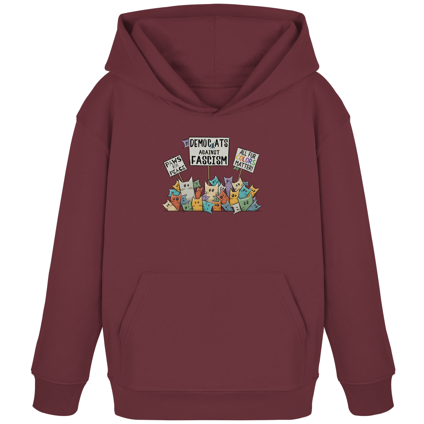 Demo-Katzen gegen Faschismus und für Vielfalt - Kids Organic Hoodie