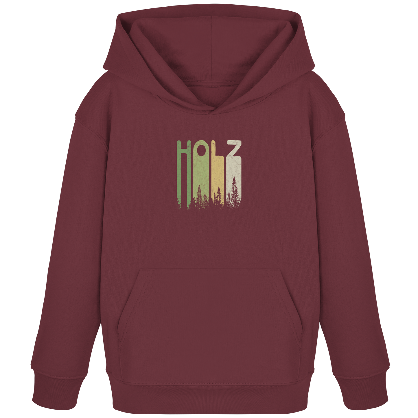 Holz Retro Wald Schriftzug - Kids Organic Hoodie