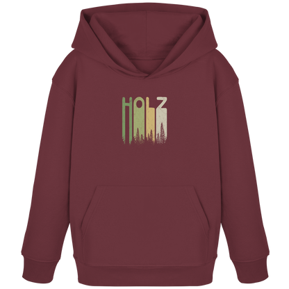 Holz Retro Wald Schriftzug - Kids Organic Hoodie