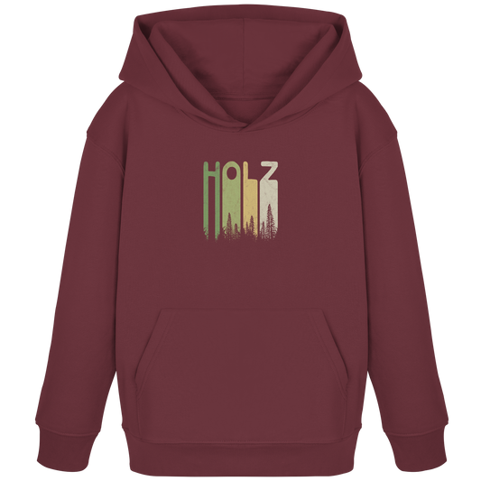 Holz Retro Wald Schriftzug - Kids Organic Hoodie