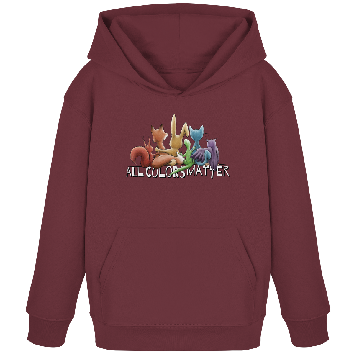 All Colors Matter! Regenbogen Tiere für Vielfalt - Kids Organic Hoodie