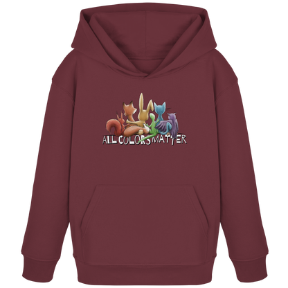 All Colors Matter! Regenbogen Tiere für Vielfalt - Kids Organic Hoodie