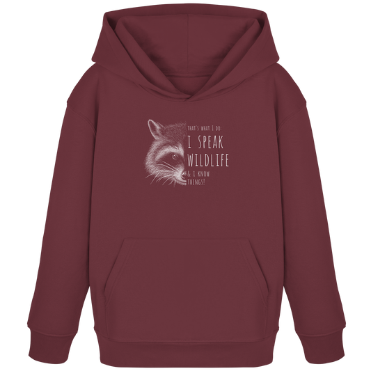 I Speak Wildlife And I Know Waschbär - Kids Organic Hoodie