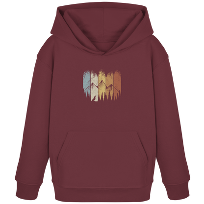 Retro Wald, Berge und Wolf  - Kids Organic Hoodie