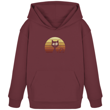 Katze vor Retro Sonnenuntergang - Kids Organic Hoodie