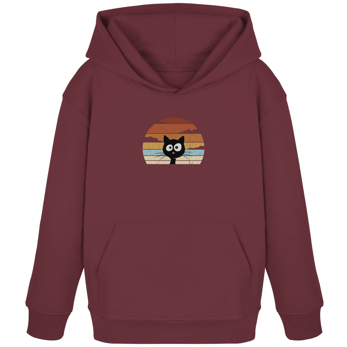 Retro schwarze Katze vor Sonnenuntergang - Kids Organic Hoodie