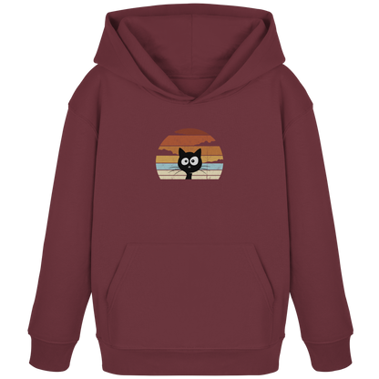 Retro schwarze Katze vor Sonnenuntergang - Kids Organic Hoodie