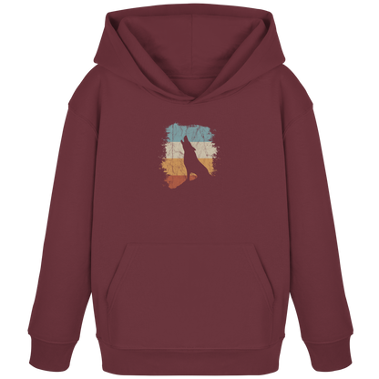 Retro Style lässig heulender Wolf  - Kids Organic Hoodie