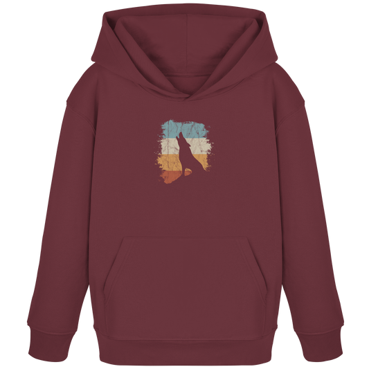 Retro Style lässig heulender Wolf  - Kids Organic Hoodie