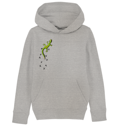 Kletternder Gecko mit Spuren - Kids Organic Hoodie