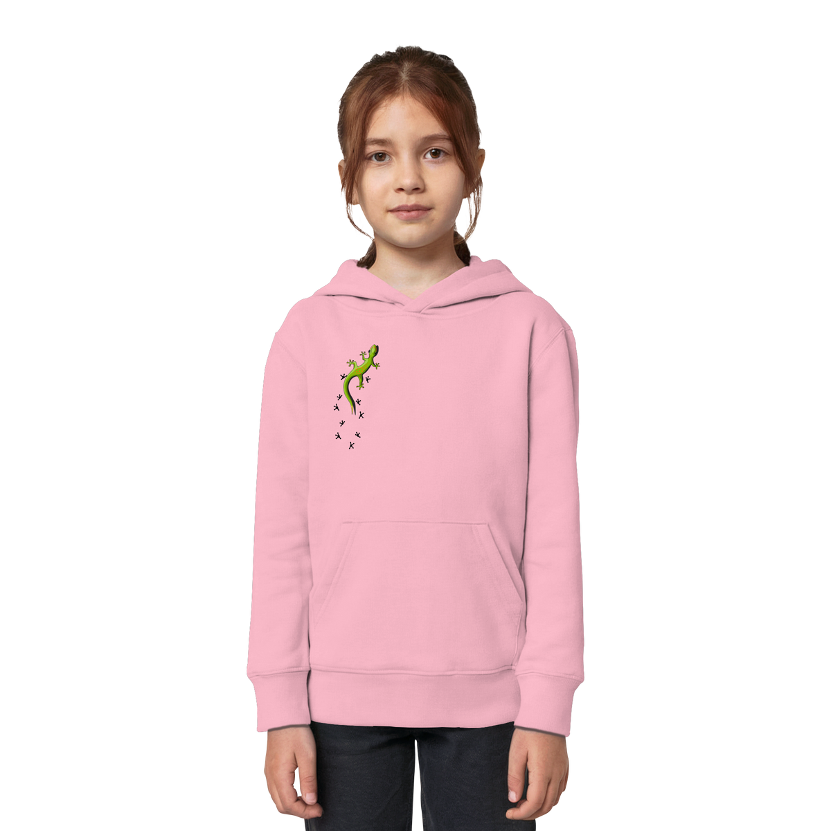 Kletternder Gecko mit Spuren - Kids Organic Hoodie