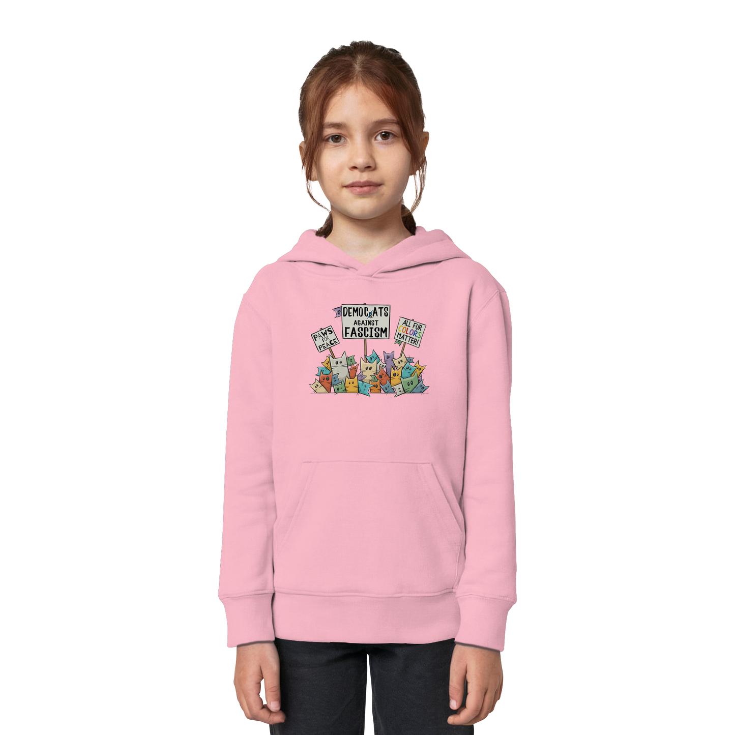 Demo-Katzen gegen Faschismus und für Vielfalt - Kids Organic Hoodie