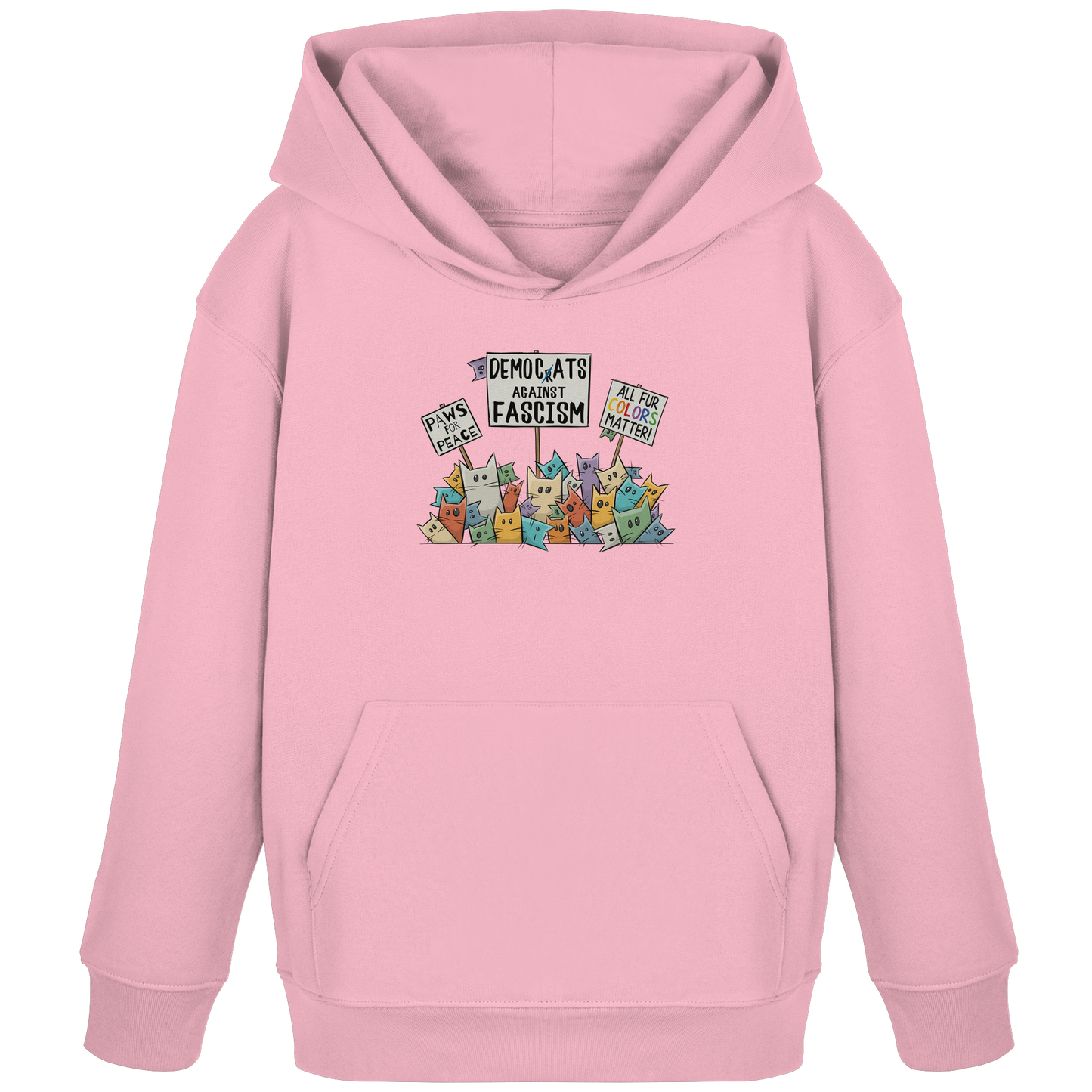 Demo-Katzen gegen Faschismus und für Vielfalt - Kids Organic Hoodie