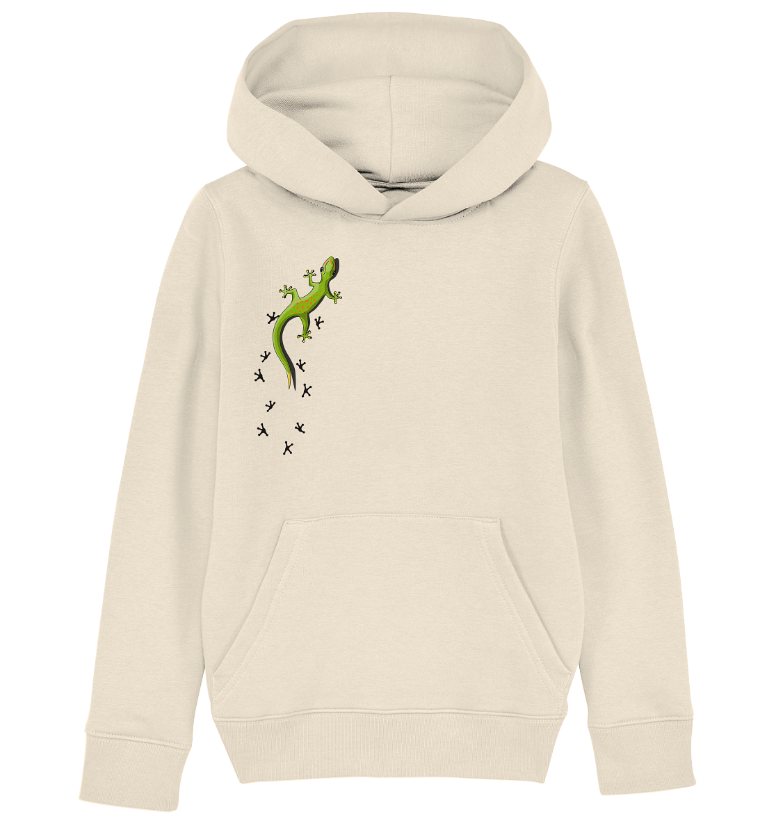 Kletternder Gecko mit Spuren - Kids Organic Hoodie