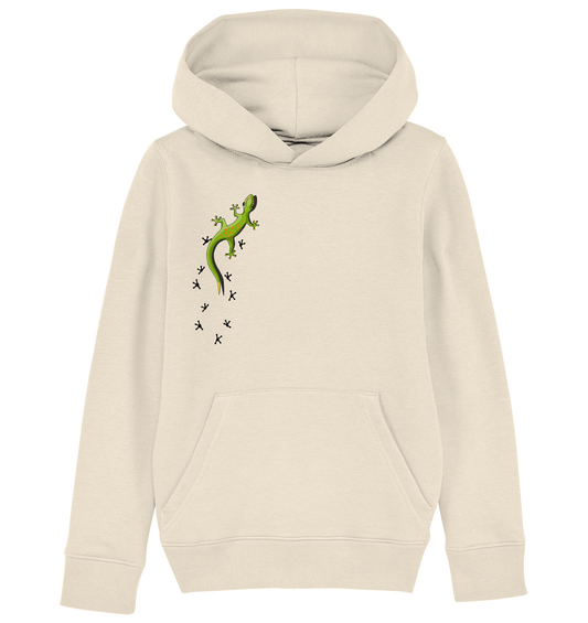 Kletternder Gecko mit Spuren - Kids Organic Hoodie