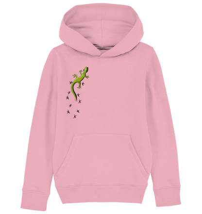 Kletternder Gecko mit Spuren - Kids Organic Hoodie