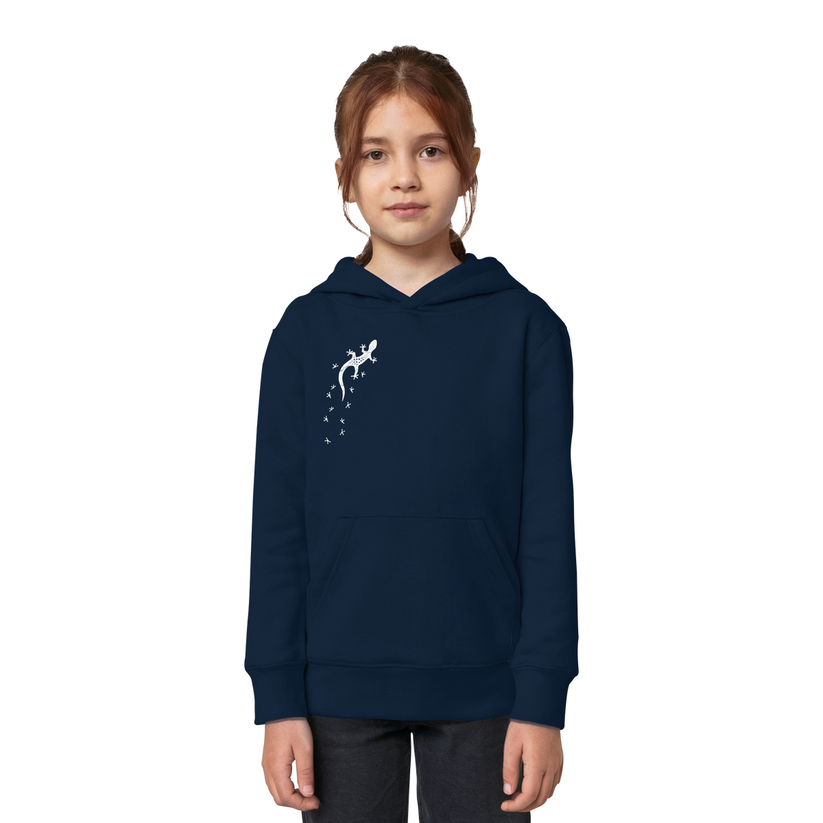 Gecko Eidechse Silhouette hell - Kids Organic Hoodie