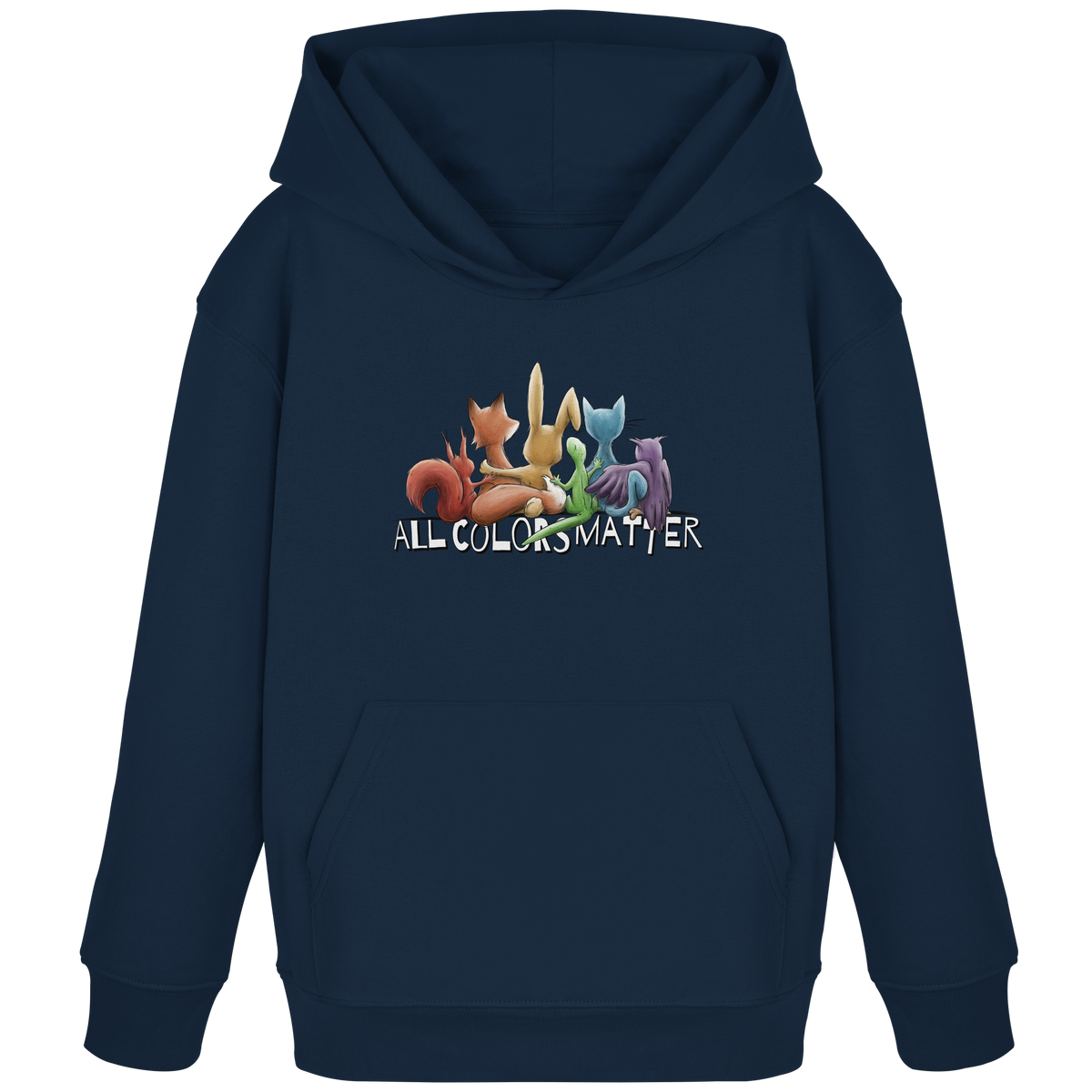 All Colors Matter! Regenbogen Tiere für Vielfalt - Kids Organic Hoodie