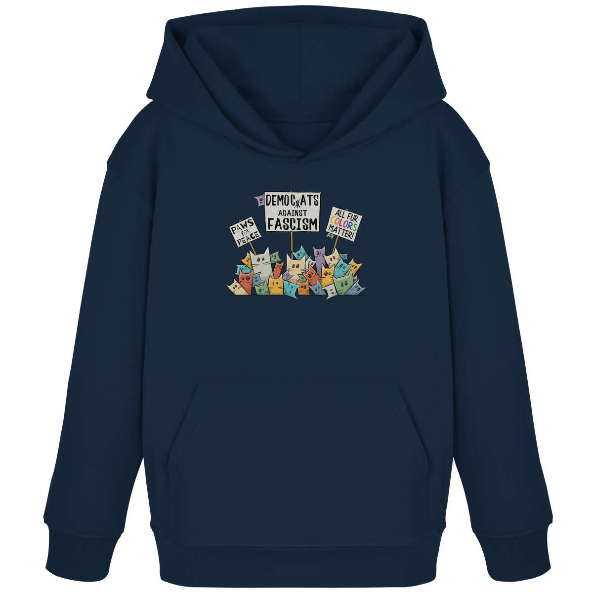 Demo-Katzen gegen Faschismus und für Vielfalt - Kids Organic Hoodie