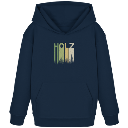 Holz Retro Wald Schriftzug - Kids Organic Hoodie