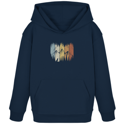 Retro Wald, Berge und Wolf  - Kids Organic Hoodie