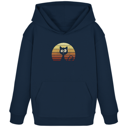 Katze vor Retro Sonnenuntergang - Kids Organic Hoodie