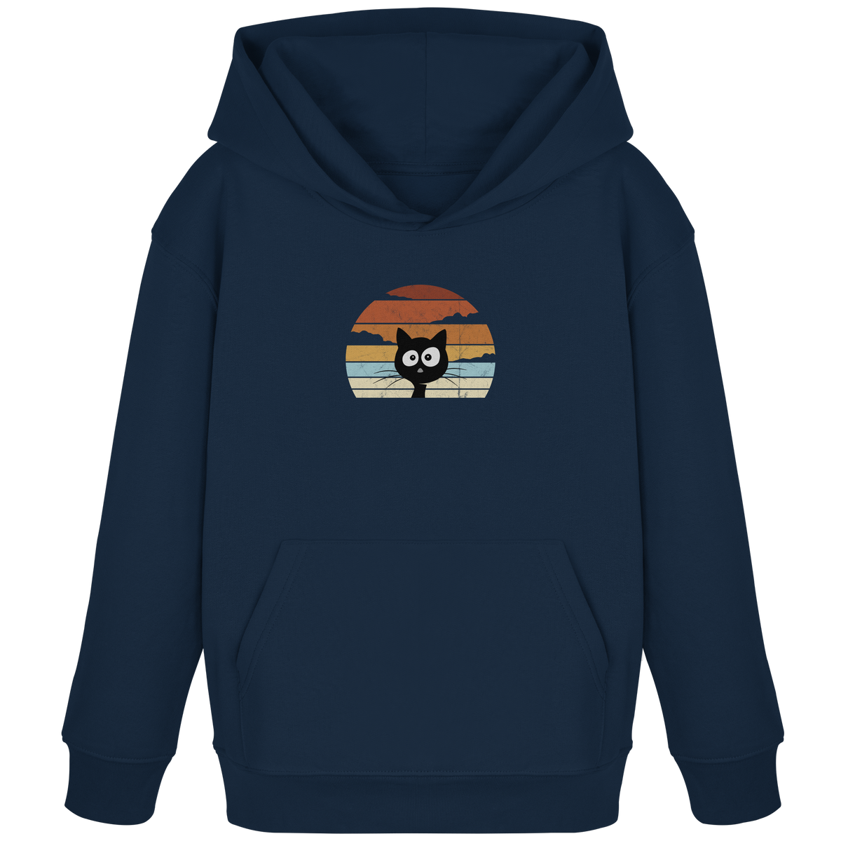 Retro schwarze Katze vor Sonnenuntergang - Kids Organic Hoodie