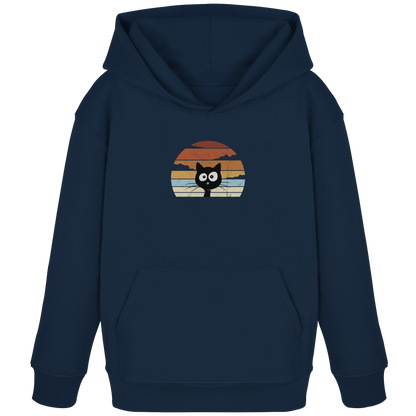 Retro schwarze Katze vor Sonnenuntergang - Kids Organic Hoodie