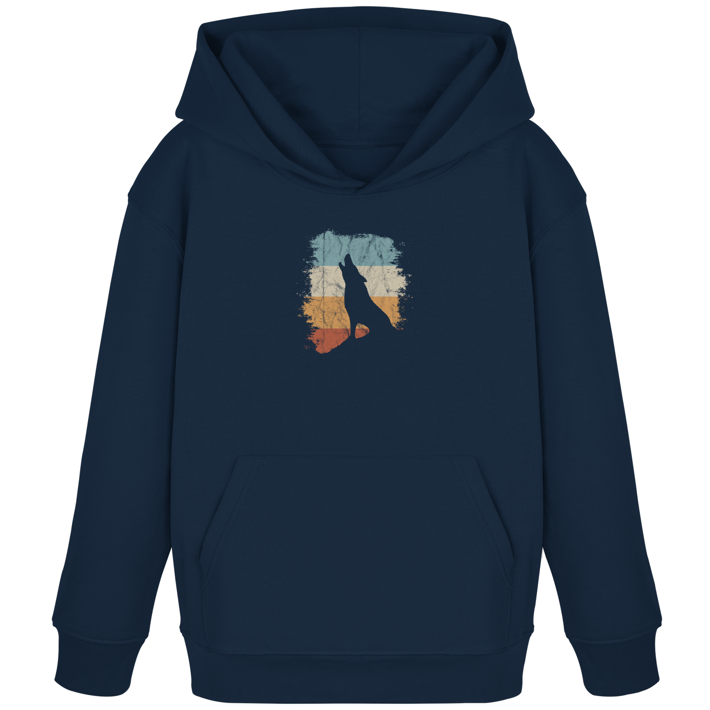 Retro Style lässig heulender Wolf  - Kids Organic Hoodie