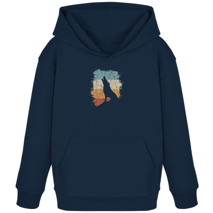 Retro Style lässig heulender Wolf  - Kids Organic Hoodie