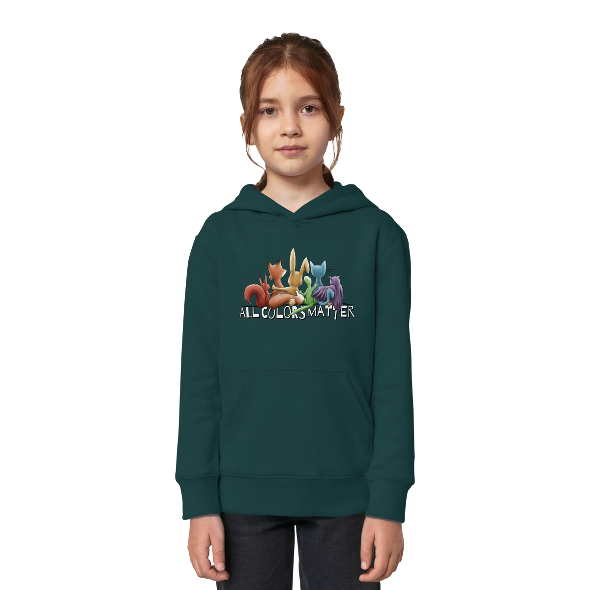 All Colors Matter! Regenbogen Tiere für Vielfalt - Kids Organic Hoodie