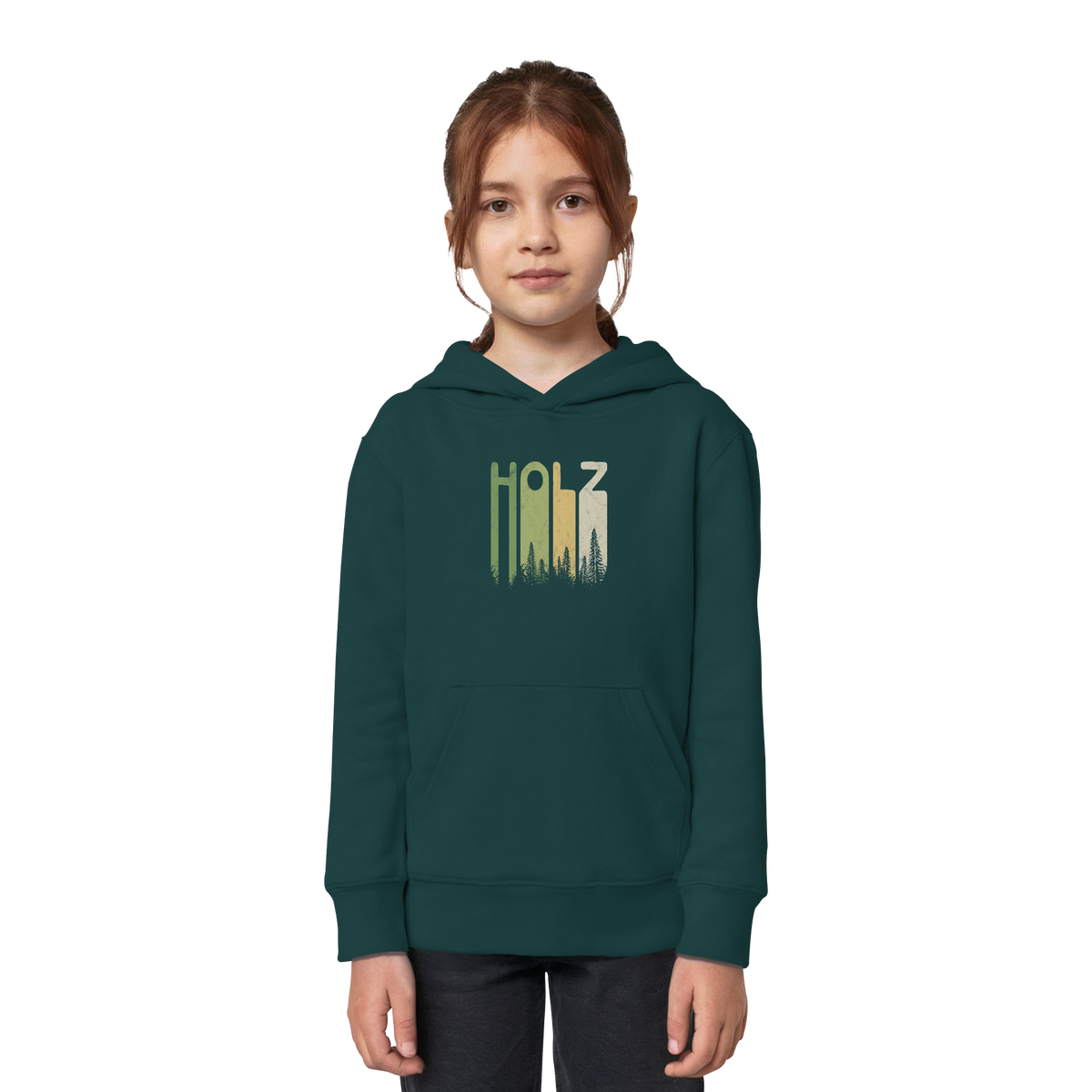 Holz Retro Wald Schriftzug - Kids Organic Hoodie