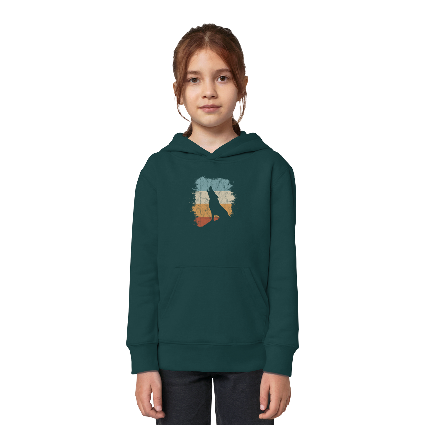 Retro Style lässig heulender Wolf  - Kids Organic Hoodie