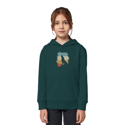 Retro Style lässig heulender Wolf  - Kids Organic Hoodie