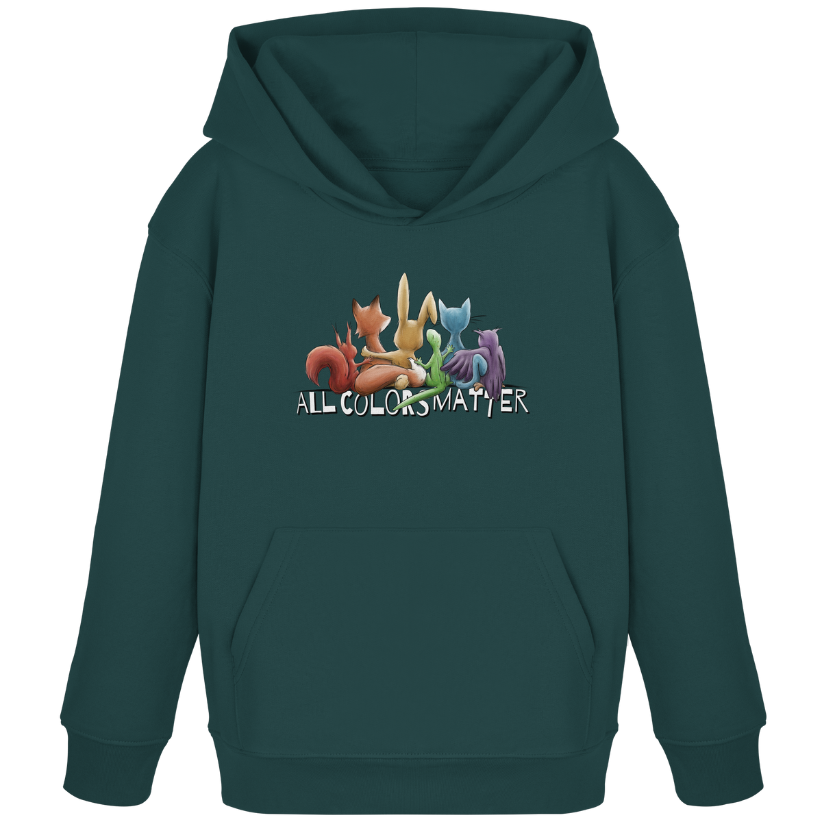 All Colors Matter! Regenbogen Tiere für Vielfalt - Kids Organic Hoodie