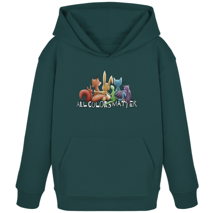All Colors Matter! Regenbogen Tiere für Vielfalt - Kids Organic Hoodie