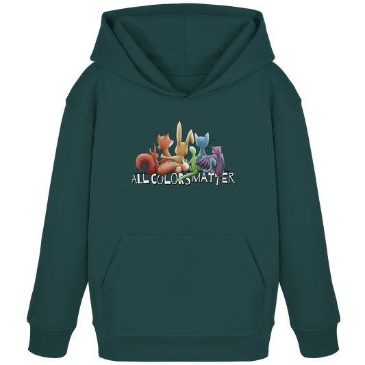 All Colors Matter! Regenbogen Tiere für Vielfalt - Kids Organic Hoodie