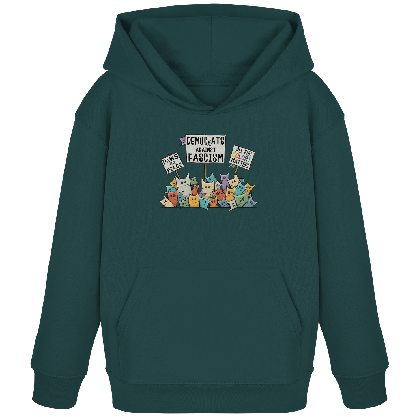 Demo-Katzen gegen Faschismus und für Vielfalt - Kids Organic Hoodie