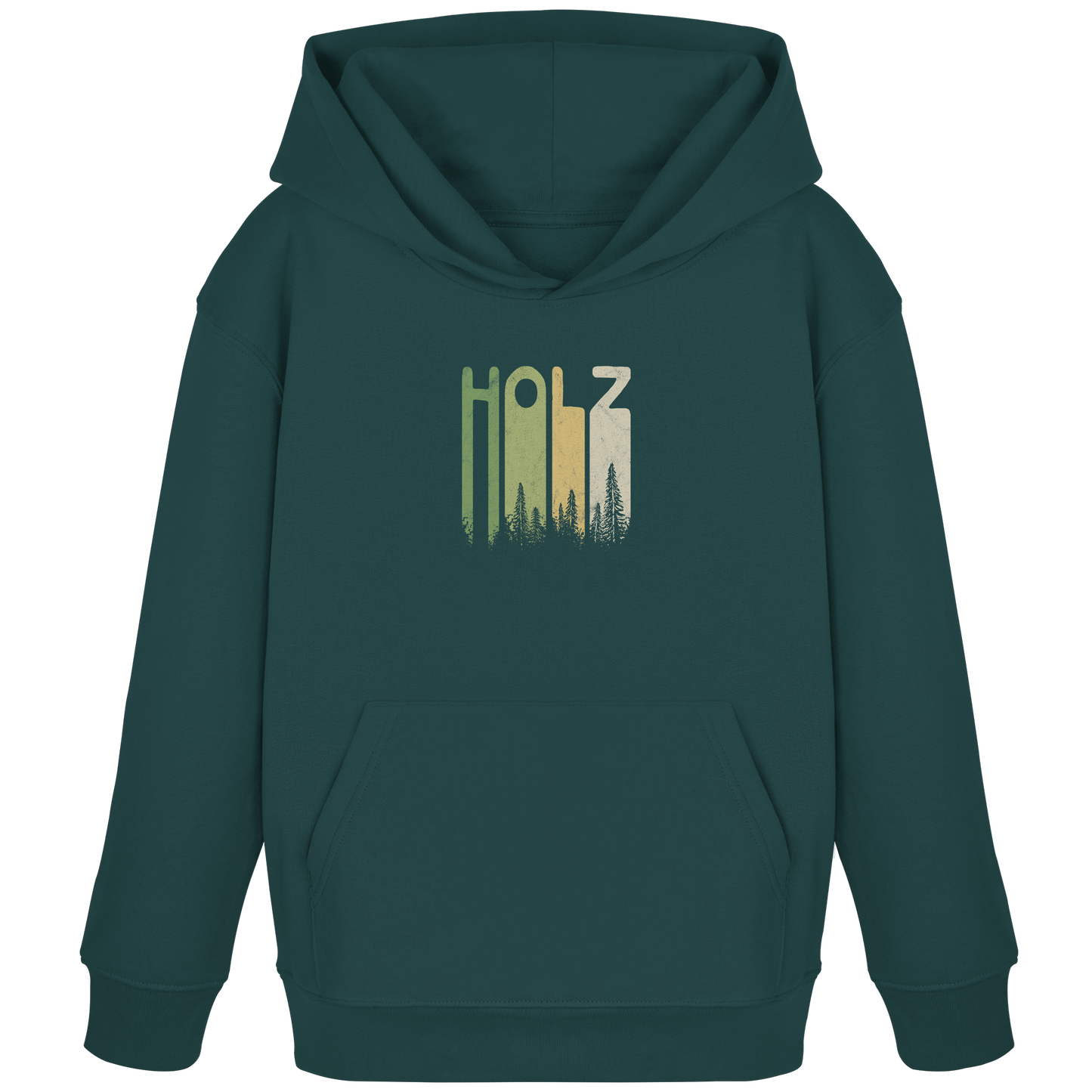 Holz Retro Wald Schriftzug - Kids Organic Hoodie