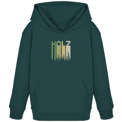 Holz Retro Wald Schriftzug - Kids Organic Hoodie