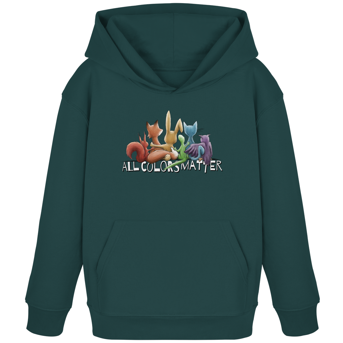 All Colors Matter! Regenbogen Tiere für Vielfalt - Kids Organic Hoodie